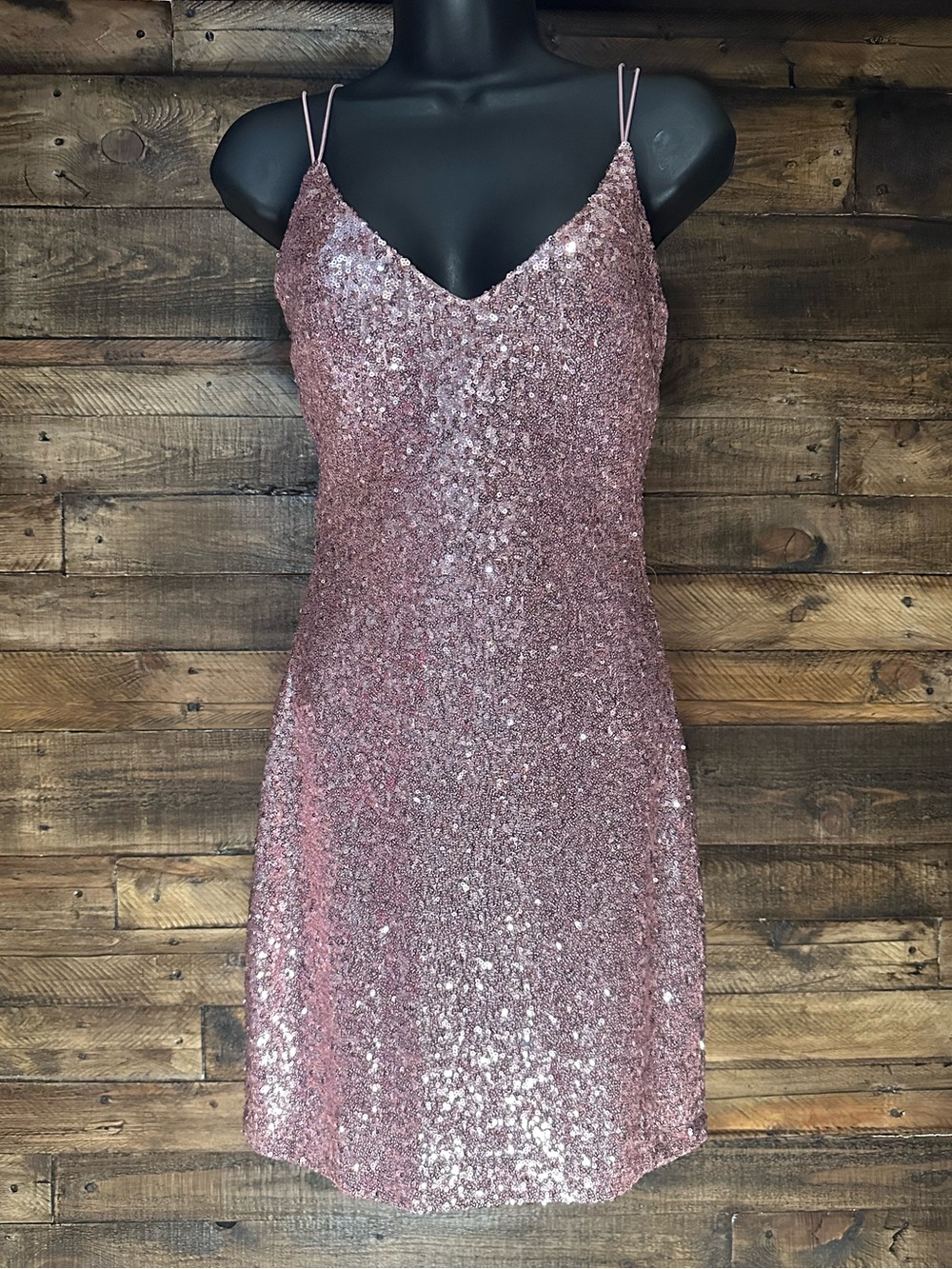 Windsor Formal Sequin Lace-Up Mini Dress